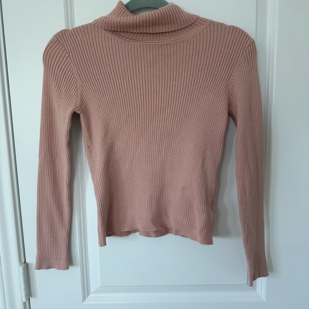 Girls Copper Key Ribbed Turtleneck Sweater
